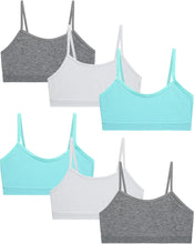 Girls' Training Bra - 6 Pack 4-Way Stretch Spaghetti Strap Unpadded Bralette Starter Bras for Girls (7-14)