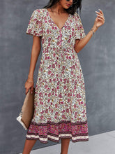 Women'S Dresses Summer Bohemian Casual Short Sleeve Floral Print Maxi Dress S-2XL