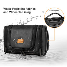 Hanging Toiletry Bag for Men Dopp Kit Waterproof Leather Travel Organizer Bag with Sturdy Metal Hook and Handle for Bathroom Shower Cosmetics Camping Gift for Men (Black)