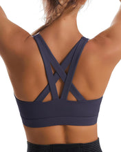 Sports Bra for Women, Criss-Cross Back Padded Strappy Sports Bras Medium Support Yoga Bra with Removable Cups