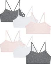 Girls' Training Bra - 6 Pack 4-Way Stretch Spaghetti Strap Unpadded Bralette Starter Bras for Girls (7-14)