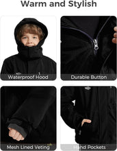 Boy'S Waterproof Ski Jacket Fleece Snowboarding Jackets Warm Thick Winter Coat Hooded Raincoats