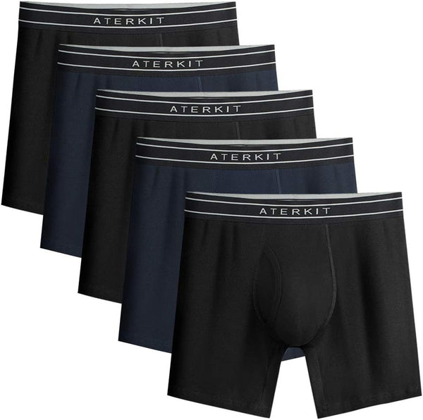 Mens Boxer Briefs Pack-5 for Men Breathable Soft Cotton Tagless Comfort Underwear