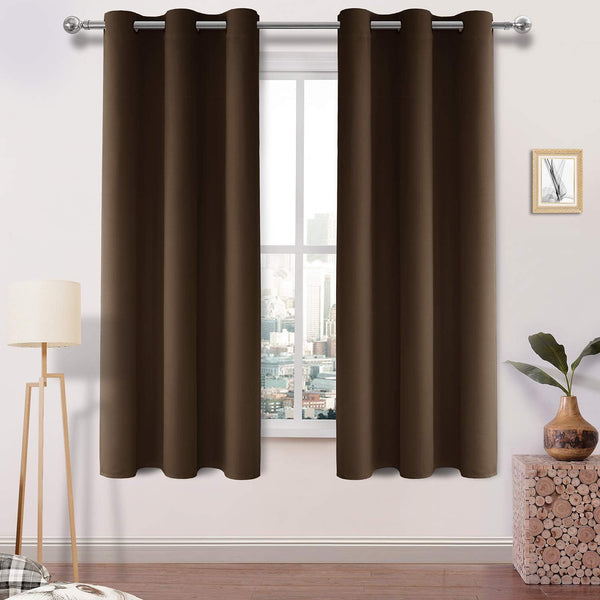 Blackout Curtains Room Darkening Thermal Insulated Grommet Window Curtain for Bedroom Living Room 42 X 72 Inch 2 Panels, Brown Thick Curtain