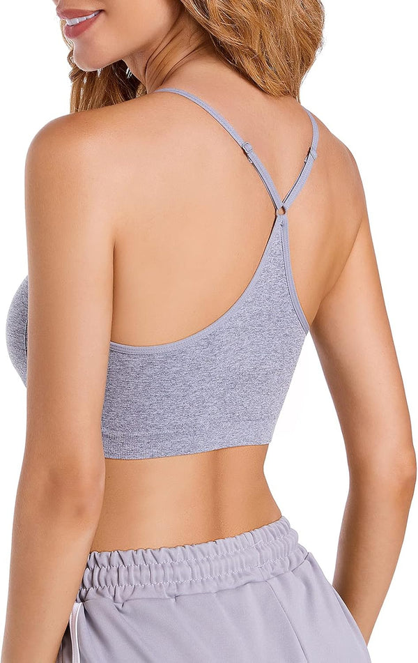 3 Pack Women'S Yoga Sports Bra Cross Back Sleep Bra V Neck Cami without Steel Ring