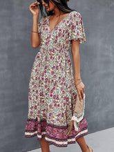 Women'S Dresses Summer Bohemian Casual Short Sleeve Floral Print Maxi Dress S-2XL