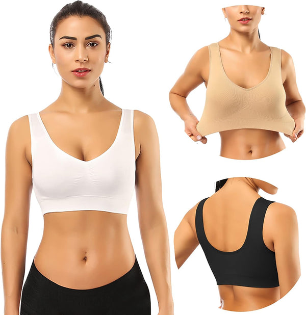 Sports Bras for Women, Seamless Comfortable Yoga Bra with Removable Pads