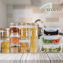 Glass Jars with Bamboo Lids (16Oz in 9 Pack), Glass Food Jars and Canisters Sets, Glass Food Storage Jars with Airtight Lids, Glass Canisters with Lids, Glass Pantry Jars