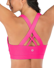 Sports Bra for Women, Criss-Cross Back Padded Strappy Sports Bras Medium Support Yoga Bra with Removable Cups