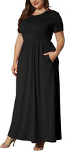 Women’S plus Size Maxi Dresses Summer Casual Short Sleeve Fahion Long Dress with Pockets