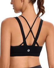 Sports Bra for Women, Criss-Cross Back Padded Strappy Sports Bras Medium Support Yoga Bra with Removable Cups