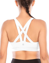 Sports Bra for Women, Criss-Cross Back Padded Strappy Sports Bras Medium Support Yoga Bra with Removable Cups