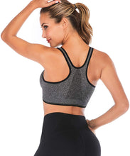 Women'S Zip Front Sports Bra - Seamless Wirefree Post Surgery Bra Racerback Workout Gym Yoga Bras with Removable Pads