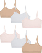 Girls' Training Bra - 6 Pack 4-Way Stretch Spaghetti Strap Unpadded Bralette Starter Bras for Girls (7-14)