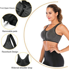 Women'S Zip Front Sports Bra - Seamless Wirefree Post Surgery Bra Racerback Workout Gym Yoga Bras with Removable Pads