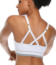 Strappy Sports Bras for Women, Longline Medium Support Yoga Bra Wirefree Padded Sports Bra with Adjustable Straps