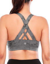 Sports Bra for Women, Criss-Cross Back Padded Strappy Sports Bras Medium Support Yoga Bra with Removable Cups