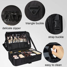 16.5'' Large Capacity Makeup Case 3 Layers Cosmetic Organizer Brush Bag Makeup Train Case Makeup Artist Box for Hair Curler Hair Straightener Brush Set and Cosmetics