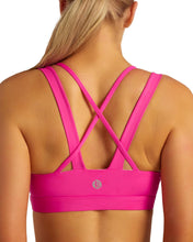 Sports Bra for Women, Criss-Cross Back Padded Strappy Sports Bras Medium Support Yoga Bra with Removable Cups