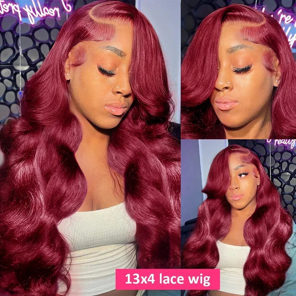 30inch 99j Burgundy Lace Front Wig Human Hair Body Wave 13x6 Hd Lace Frontal Wigs Burgundy Wig Red Lace Front Human Hair Wig