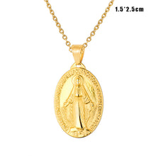 Miraculous Medal Stainless Steel Oval Pendant Necklace for Women Men Wild Jewelry Gift Jewelry