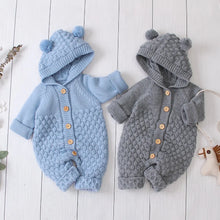 2020 Autumn Winter Newborn Sweater Baby Boy Girl Clothes Romper Bear Ear Knit Hooded Jumpsuit Outfit Clothing