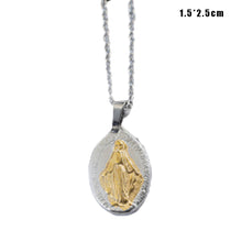 Miraculous Medal Stainless Steel Oval Pendant Necklace for Women Men Wild Jewelry Gift Jewelry