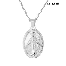 Miraculous Medal Stainless Steel Oval Pendant Necklace for Women Men Wild Jewelry Gift Jewelry