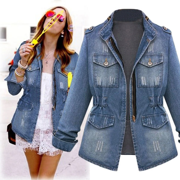 Autumn Women Oversize Denim Jackets For Women Vintage Casual Plus Size Jean Jacket Winter Female Long Sleeve Coat Streetwear