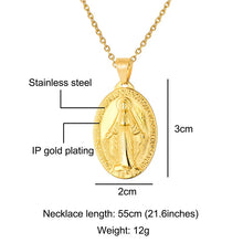 Miraculous Medal Stainless Steel Oval Pendant Necklace for Women Men Wild Jewelry Gift Jewelry