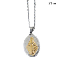 Miraculous Medal Stainless Steel Oval Pendant Necklace for Women Men Wild Jewelry Gift Jewelry