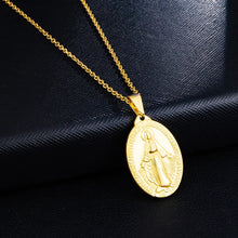 Miraculous Medal Stainless Steel Oval Pendant Necklace for Women Men Wild Jewelry Gift Jewelry