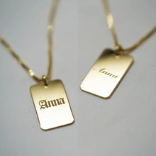 Custom Engraved Name Necklace Women Men Jewelry Personalized Stainless Steel Box Chain  Nameplate Tag Square Pendant Necklace