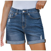 Jean Cargo Pants For Women Stretchy High Waisted Ripped Denim Shorts With Distressed Curled Edge Jean Shorts Pantalones De Mujer