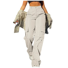 High Waist Cargo Pants Women Retro Loose Full Length Straight Leg Trousers Solid Color Cozy Pants Fashion Streetwear for Women