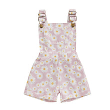 2024-01-09 Lioraitiin 0-6Y Toddler Kids Girls Jean Overalls Shorts Sunflowers Print Sleeveless Adjustable Strpas Denim Jumpsuit