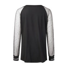 Women Stylish Pullover Shirt Sequin O Neck Dot Print Puff Lace Long Sleeve Blouse Elegant Versatile Blouse Blusas Para Mujer