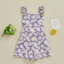 2024-01-09 Lioraitiin 0-6Y Toddler Kids Girls Jean Overalls Shorts Sunflowers Print Sleeveless Adjustable Strpas Denim Jumpsuit