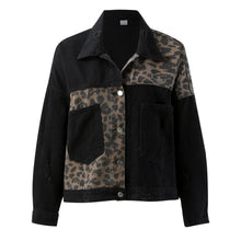 Ladies Leopard Print Patchwork Jean Jacket Temperament Long Sleeves Single Breasted Short Loose Coat Sexy  Korean Winter Outer