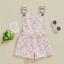 2024-01-09 Lioraitiin 0-6Y Toddler Kids Girls Jean Overalls Shorts Sunflowers Print Sleeveless Adjustable Strpas Denim Jumpsuit