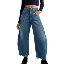 Women Baggy Wide Leg Jeans Barrel Boyfriend Cropped Hem Denim Pants Womens Jean Sweat Pants