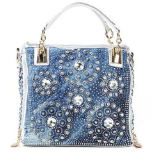 Denim Bags for Women Shoulder Bag Tote Bag with Diamond Jean Handbag Crystal Crossbody Bag