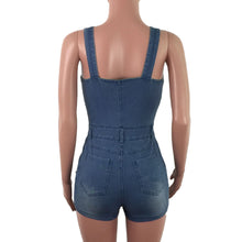 Womens' Jumpsuits Cropped Pants Fit Sleeveless Overalls Casual Streetwear Denim Pants For Womens Hole Jumpsuits Summer Shorts