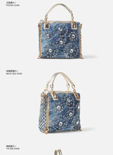 Denim Bags for Women Shoulder Bag Tote Bag with Diamond Jean Handbag Crystal Crossbody Bag