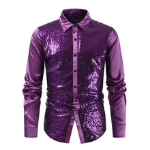 Men's Club Solid Color Gold Hot Sequin Fashion Personality Long Sleeve Shirt Harajuku Streetwear