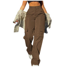 High Waist Cargo Pants Women Retro Loose Full Length Straight Leg Trousers Solid Color Cozy Pants Fashion Streetwear for Women