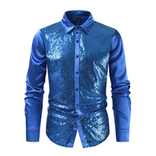 Men's Club Solid Color Gold Hot Sequin Fashion Personality Long Sleeve Shirt Harajuku Streetwear