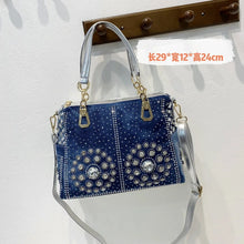 Denim Bags for Women Shoulder Bag Tote Bag with Diamond Jean Handbag Crystal Crossbody Bag