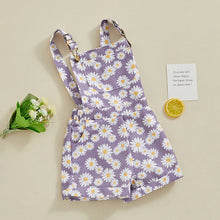 2024-01-09 Lioraitiin 0-6Y Toddler Kids Girls Jean Overalls Shorts Sunflowers Print Sleeveless Adjustable Strpas Denim Jumpsuit