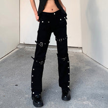 Streetwear Y2k Flared Jeans Women's Fashion Wide Straight Leg Punk Cargo Jean Baggy Pants Goth Trousers Streetwear With Pockets